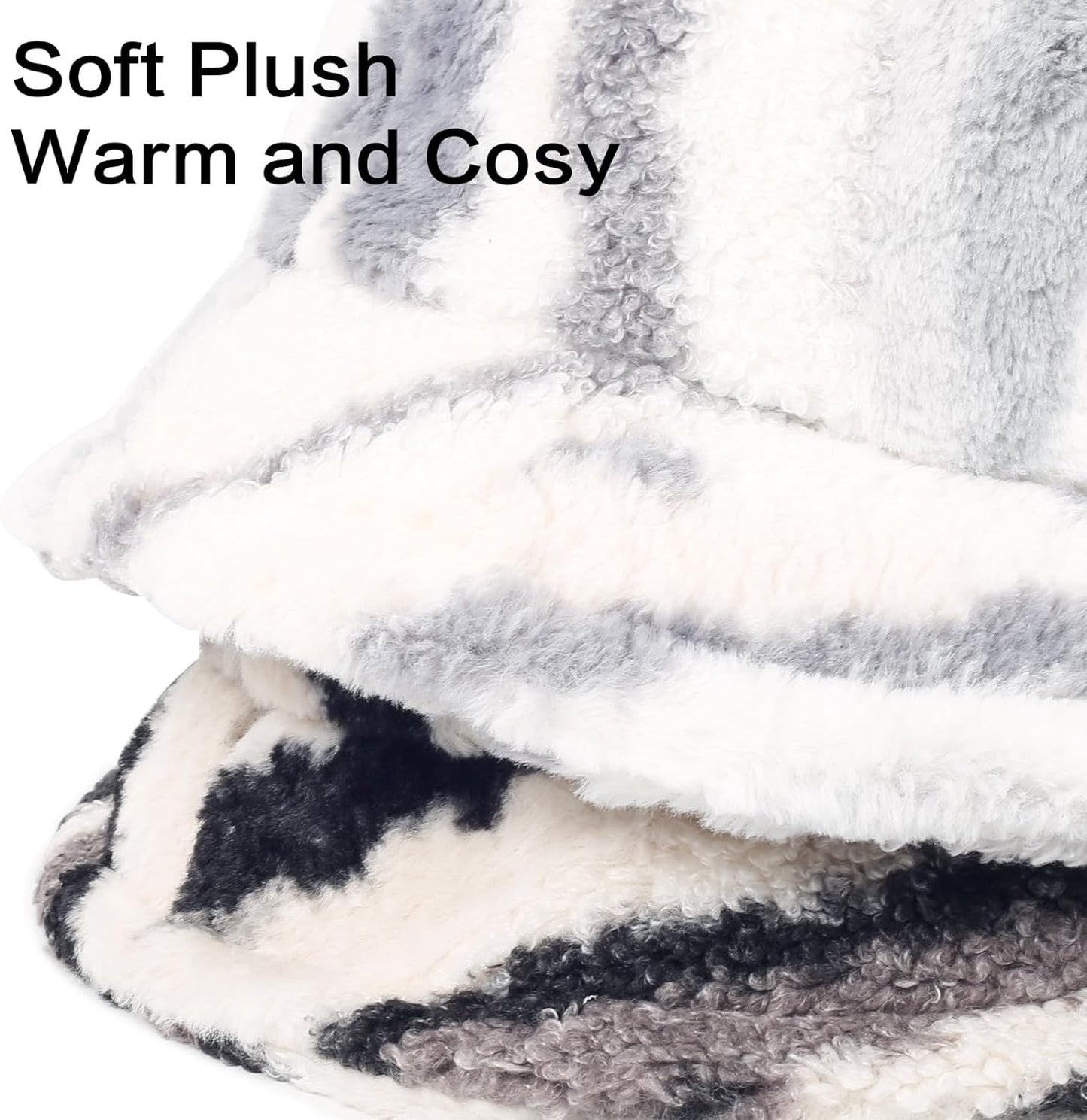 Winter Fluffy Faux Fur Plush Warm Hats Cute Fuzzy Bucket Hat for Women