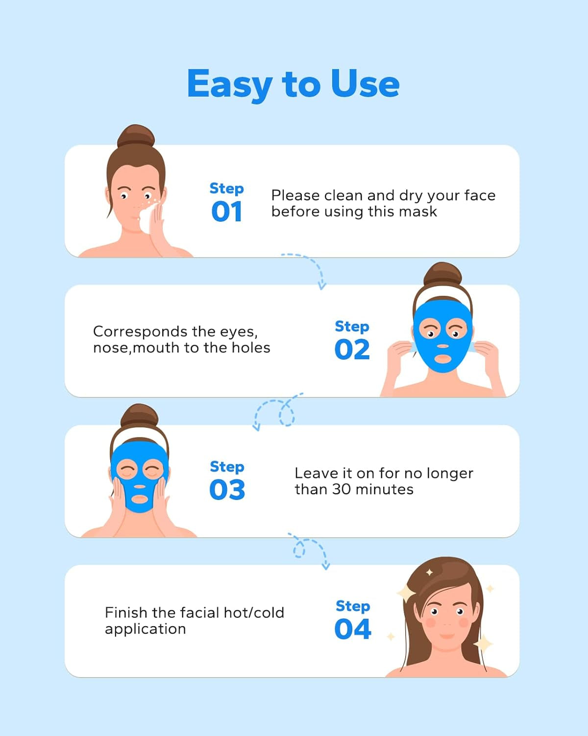 Ice Mask/ Heat Compress for Face, for Women, Skin Care (Blue)