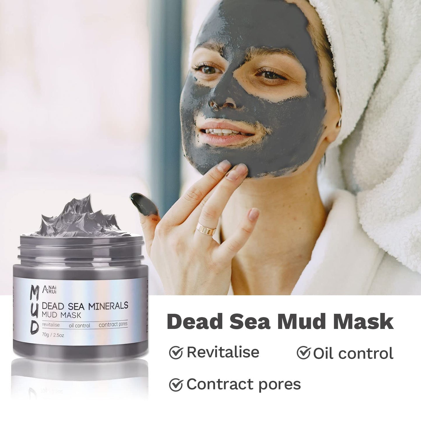 Turmeric Clay Mask - Green Tea and Dead Sea Minerals, Spa Facial Mask Set for Pore Treatment/Smooth/Clarify, 2.5 Oz Each