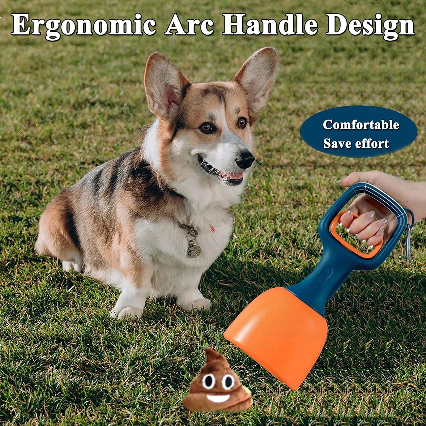 ATUBAN Dog Pooper Scooper Portable Poop Waste Pick Up, High Strength Material with Bag Dispenser Easy Grass & Gravel Pick Up