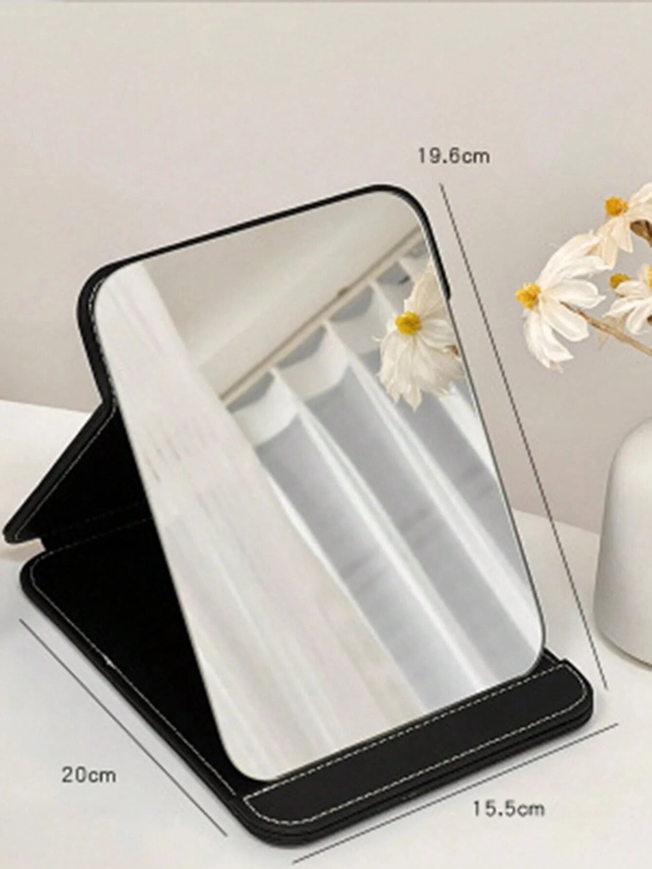 1Pcs Large Leather Simple Bread Folding Makeup Mirror