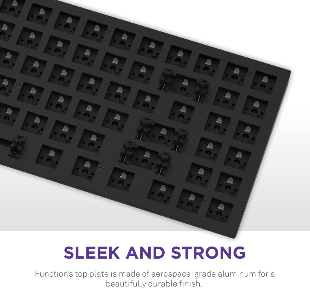 Function Minitkl - Compact Tenkeyless Gaming Keyboard – Gateron Red Mechanical Switches: Linear, Fast, and Quiet – Hot-Swappable – RGB Backlit – Aluminum Top Plate – Sound Dampening Foam – Black