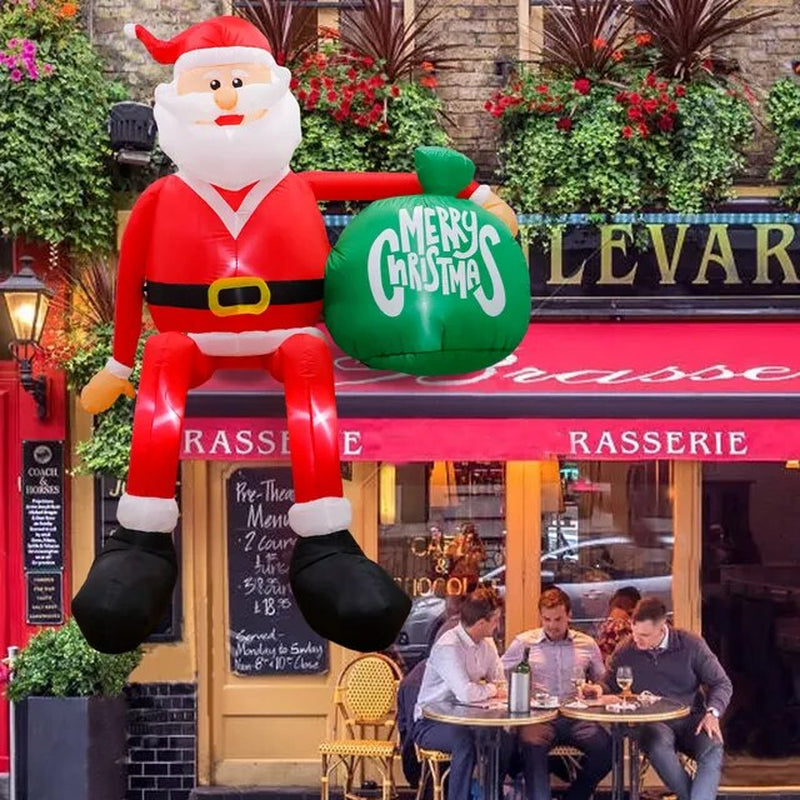 8FT Climbing Santa Christmas Inflatables Decorations Built-In LED Light Xmas Holiday for Party Outdoor Porch Decoration