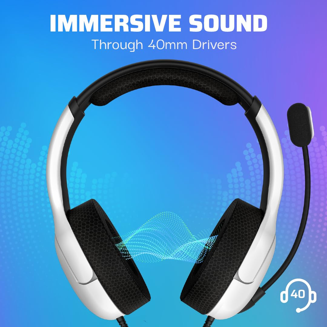AIRLITE Wired Stereo Gaming Playstation Headset with Noise Cancelling Boom Microphone: PS5/PS4 (Frost White)