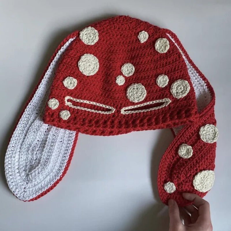 Cosplay Girls Cute Cartoon Animal Ears Cap, Knitted Bunny Ears, Windproof Mask