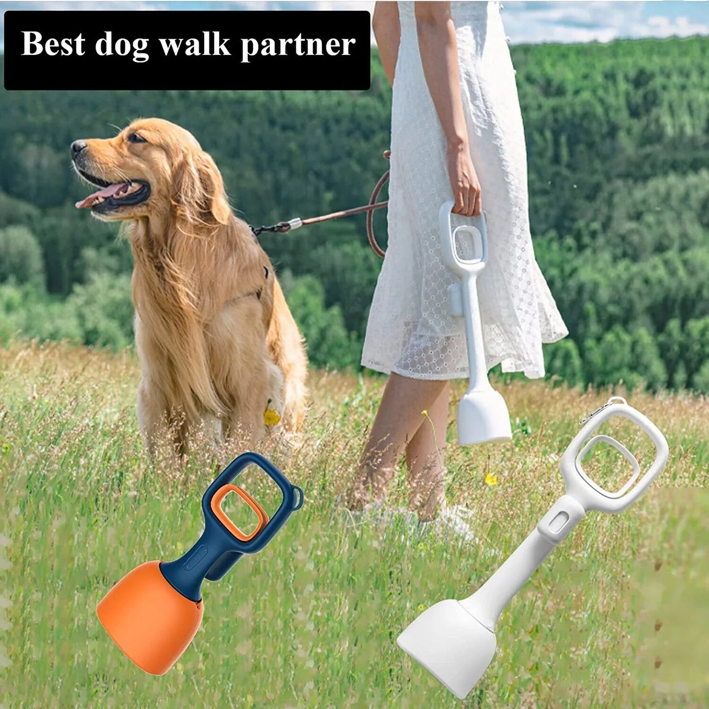 ATUBAN Dog Pooper Scooper Portable Poop Waste Pick Up, High Strength Material with Bag Dispenser Easy Grass & Gravel Pick Up