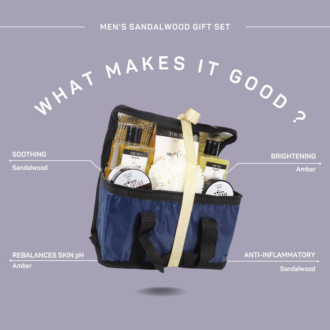 Men'S Sandalwood Luxury Spa Skincare Set - Complete Care Kit for Rugged Revitalization, Exfoliating Scrub - Bath and Body Collection for Cleansing, Moisturizing, and Rejuvenation