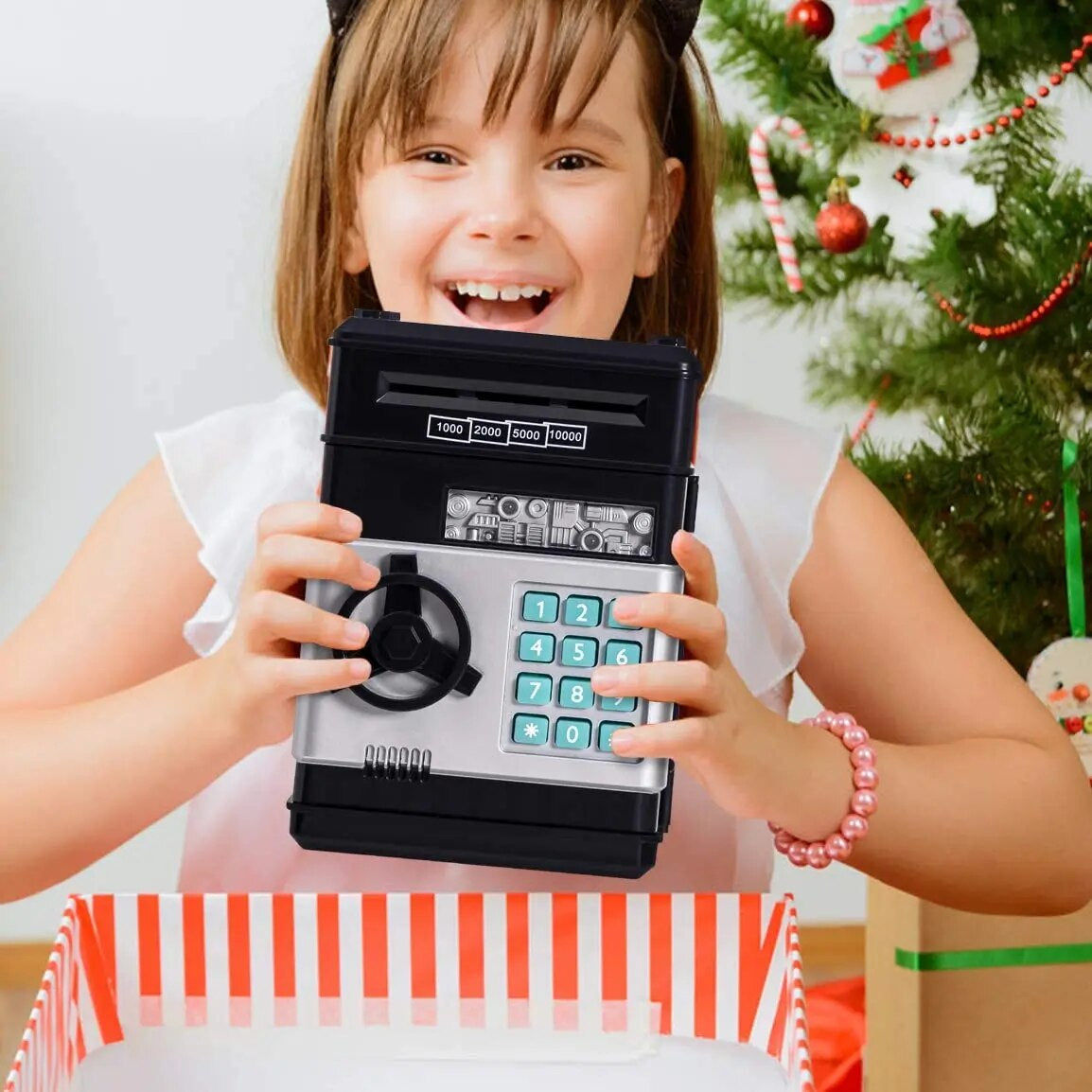 Electronic Piggy Bank Password Safe Box for Children, Coins, Cash, ATM Machine Kid Gifts