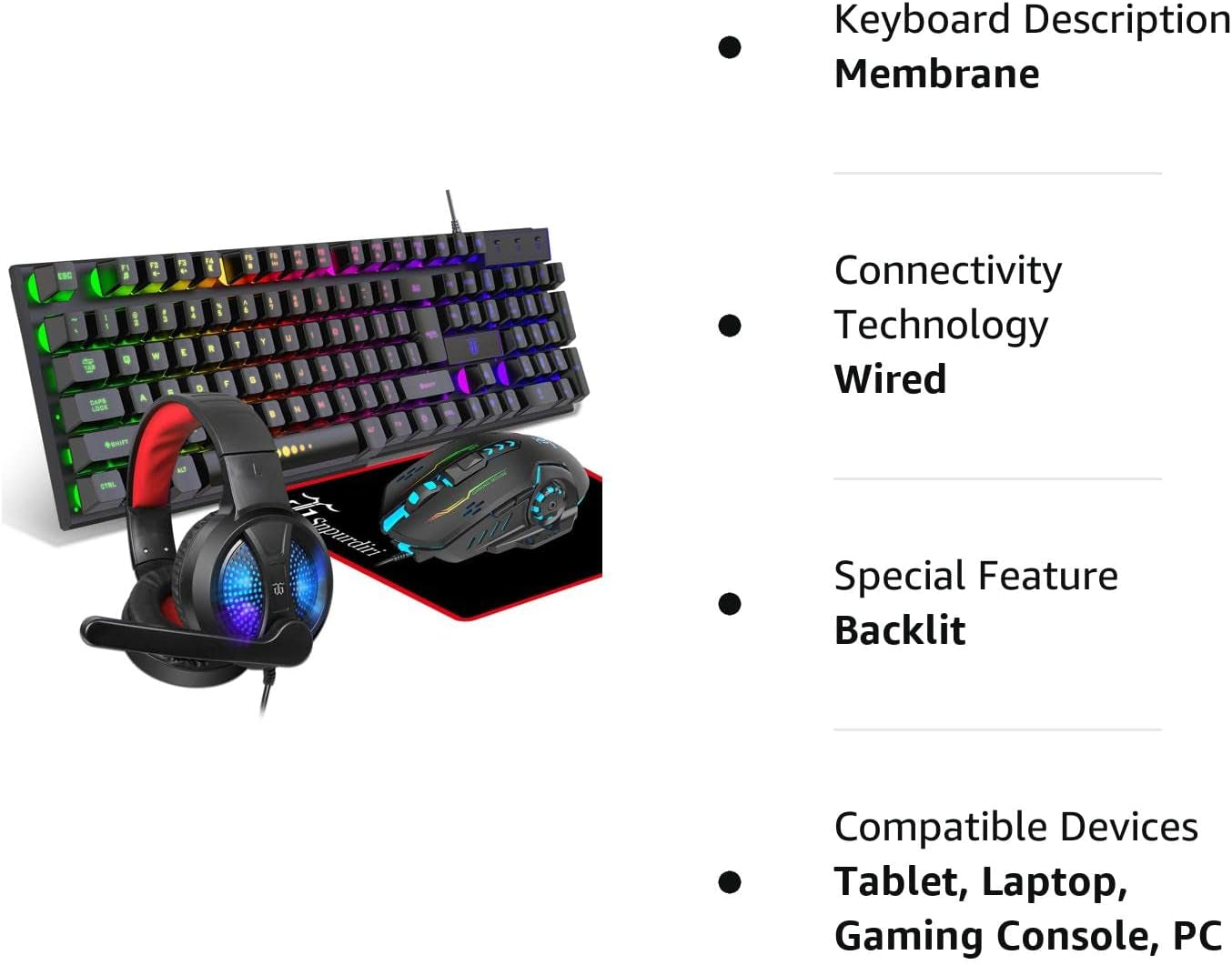 Gaming Keyboard and Mouse,Headphones,Mouse Pad,All in One Combo for PC Gamers and Xbox and PS4 Users