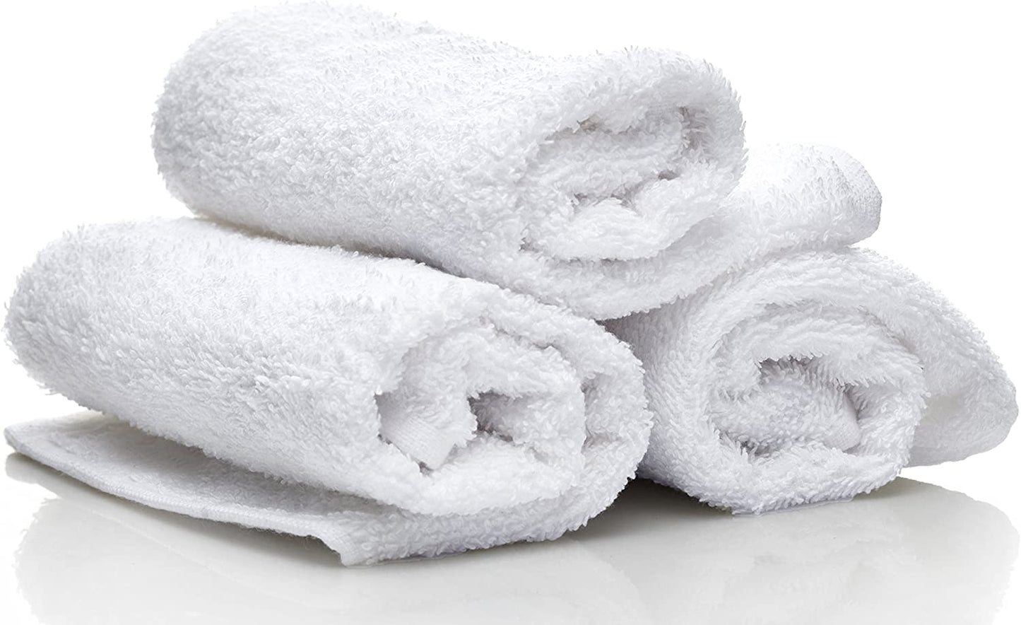 Cotton Washcloths Set - 100% Ring Spun Cotton, Premium Quality Flannel Face Cloths, Highly Absorbent and Soft Feel Fingertip Towels (24 Pack, White)
