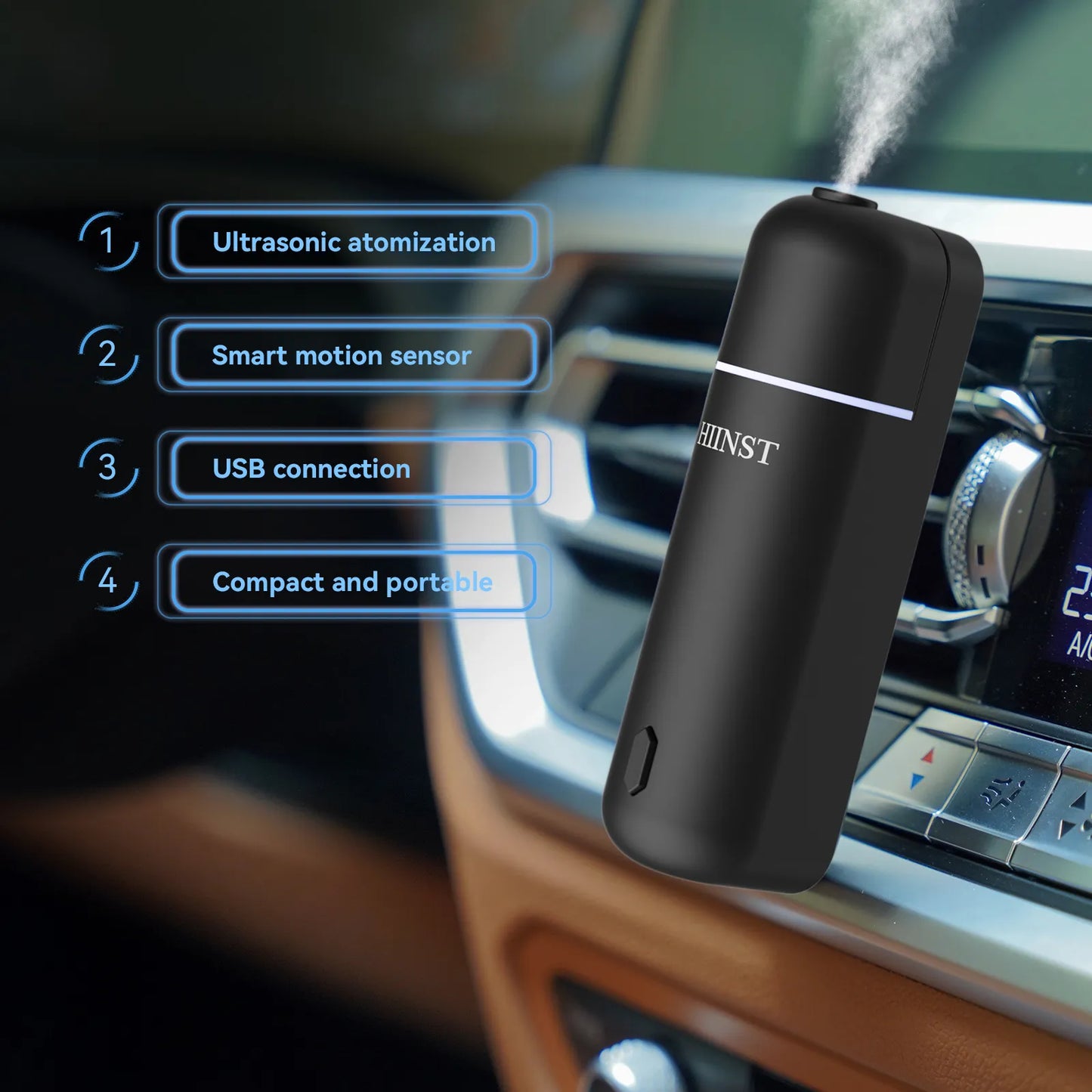 Car Perfume Vent Clip Battery Operated Scent Diffuser Cordless Design with Six Scent Small Portable Gifts for Him/Her
