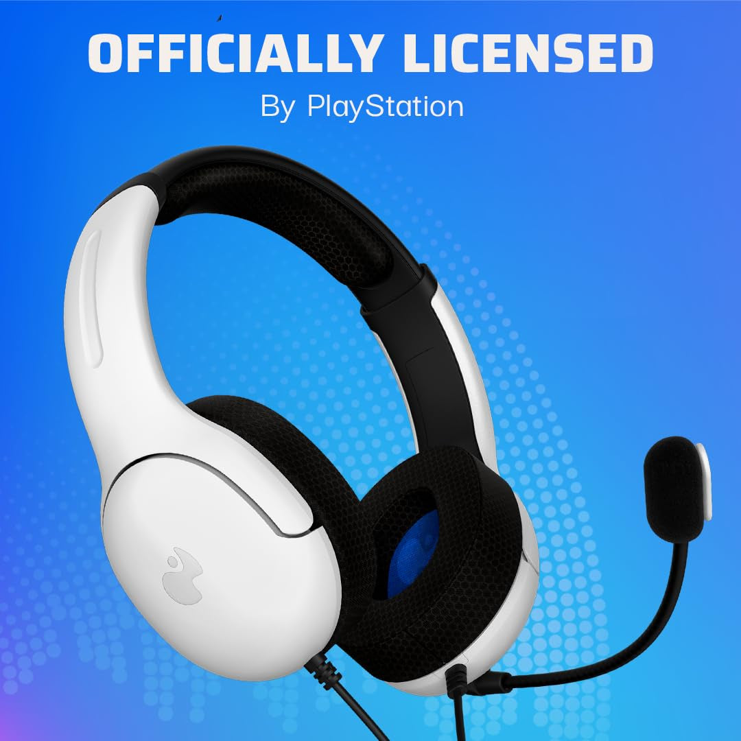 AIRLITE Wired Stereo Gaming Playstation Headset with Noise Cancelling Boom Microphone: PS5/PS4 (Frost White)