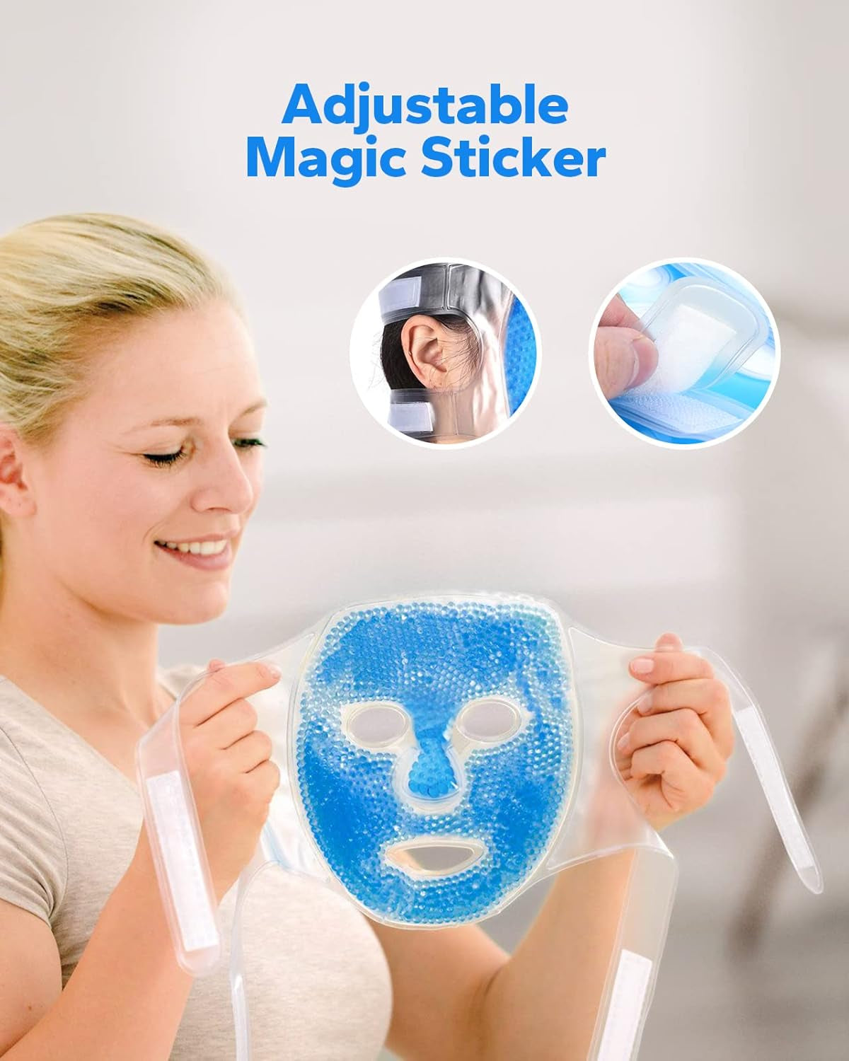 Ice Mask/ Heat Compress for Face, for Women, Skin Care (Blue)