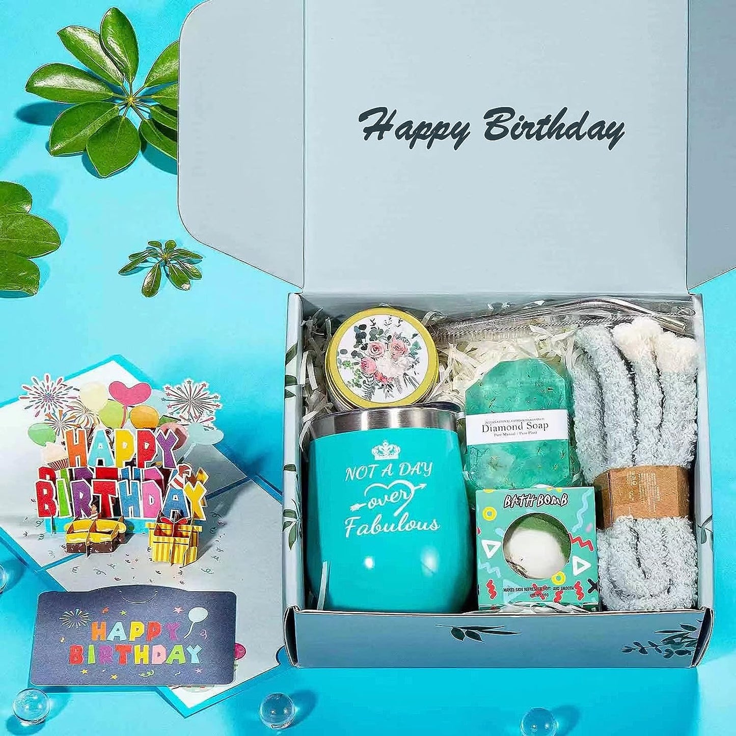 Gifts for Women,Bath Relaxing Spa Gift Basket for Her, Mom, Sister, Female Friends, Daughter,Unique Wine Gift Set Idea for Women Who Have Everything