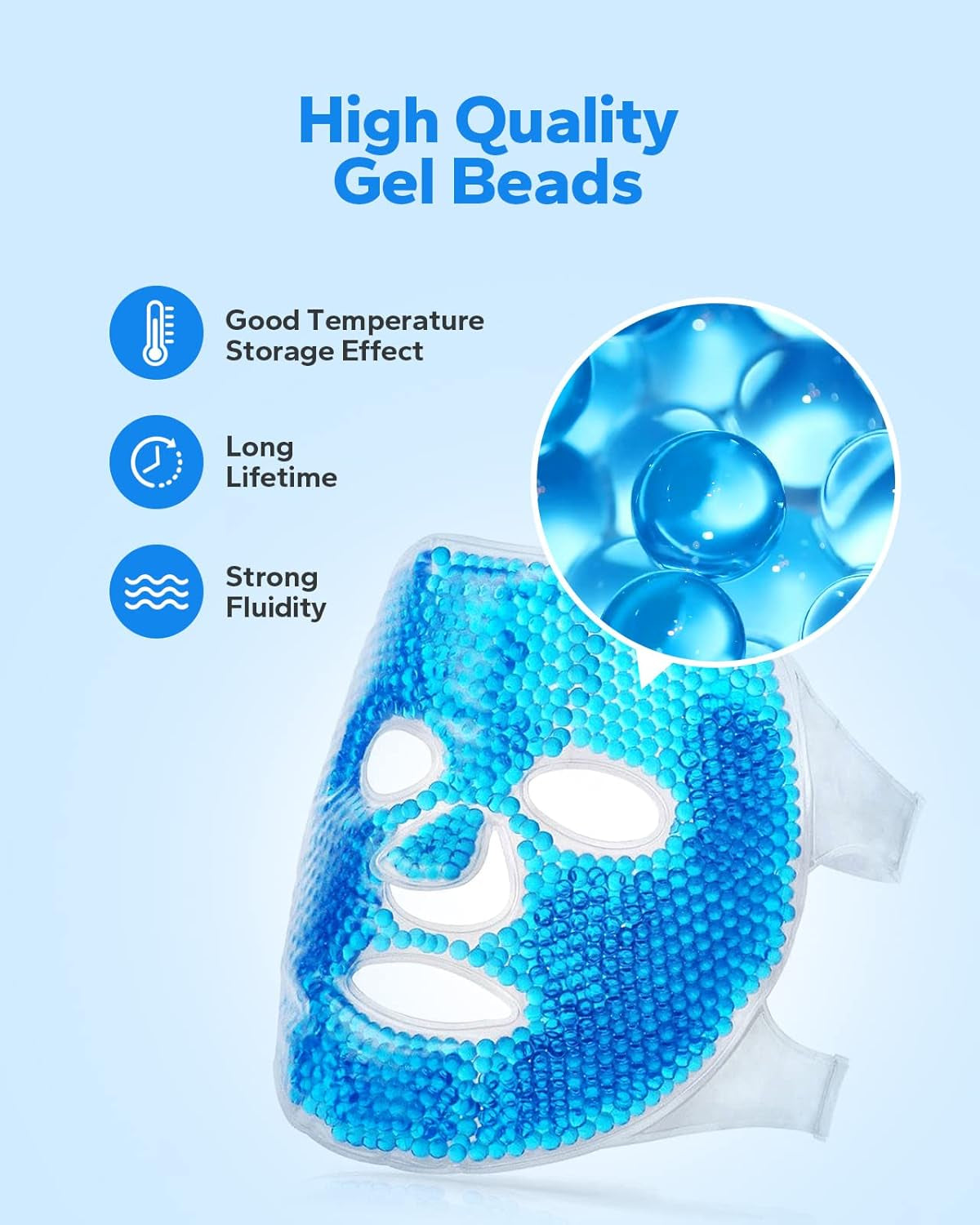 Ice Mask/ Heat Compress for Face, for Women, Skin Care (Blue)