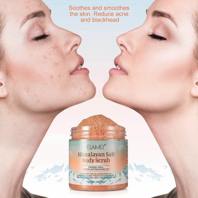 Natural Himalayan Exfoliating Salt Body Scrub for Acne, Blackheads, & Deep Cleansing