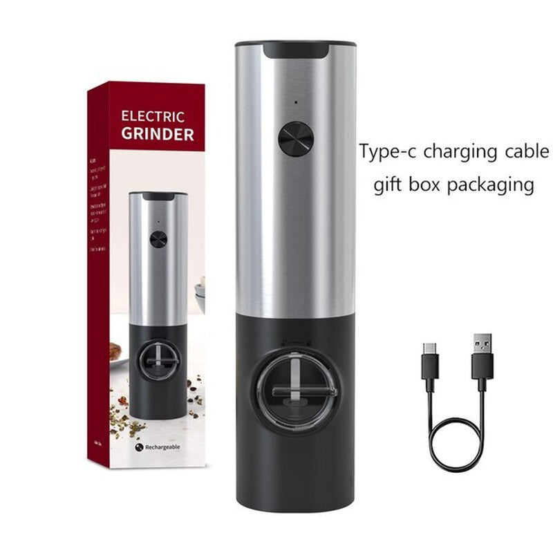 Electric Salt Grinder Set USB Rechargeable Electric Pepper Mill with LED Light Adjustable Coarseness Kitchen Tools