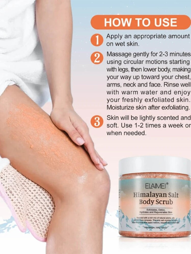 Natural Himalayan Exfoliating Salt Body Scrub for Acne, Blackheads, & Deep Cleansing