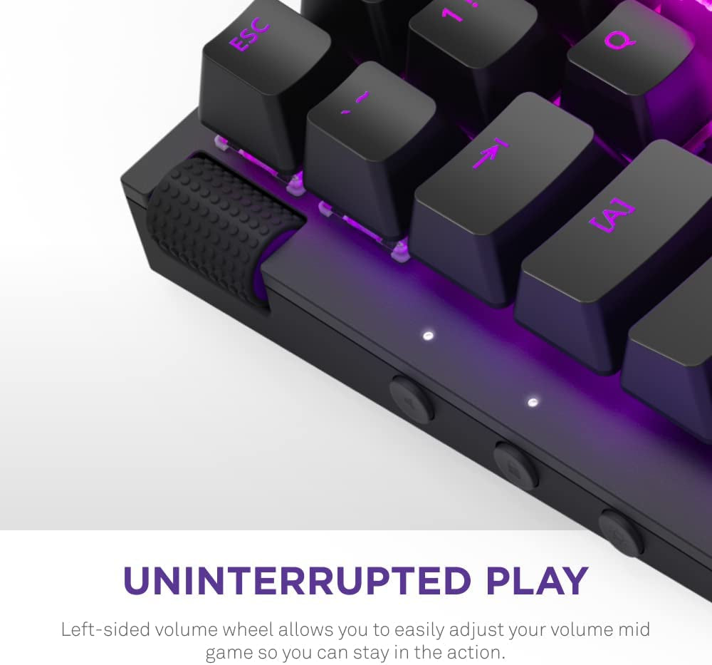 Function Minitkl - Compact Tenkeyless Gaming Keyboard – Gateron Red Mechanical Switches: Linear, Fast, and Quiet – Hot-Swappable – RGB Backlit – Aluminum Top Plate – Sound Dampening Foam – Black