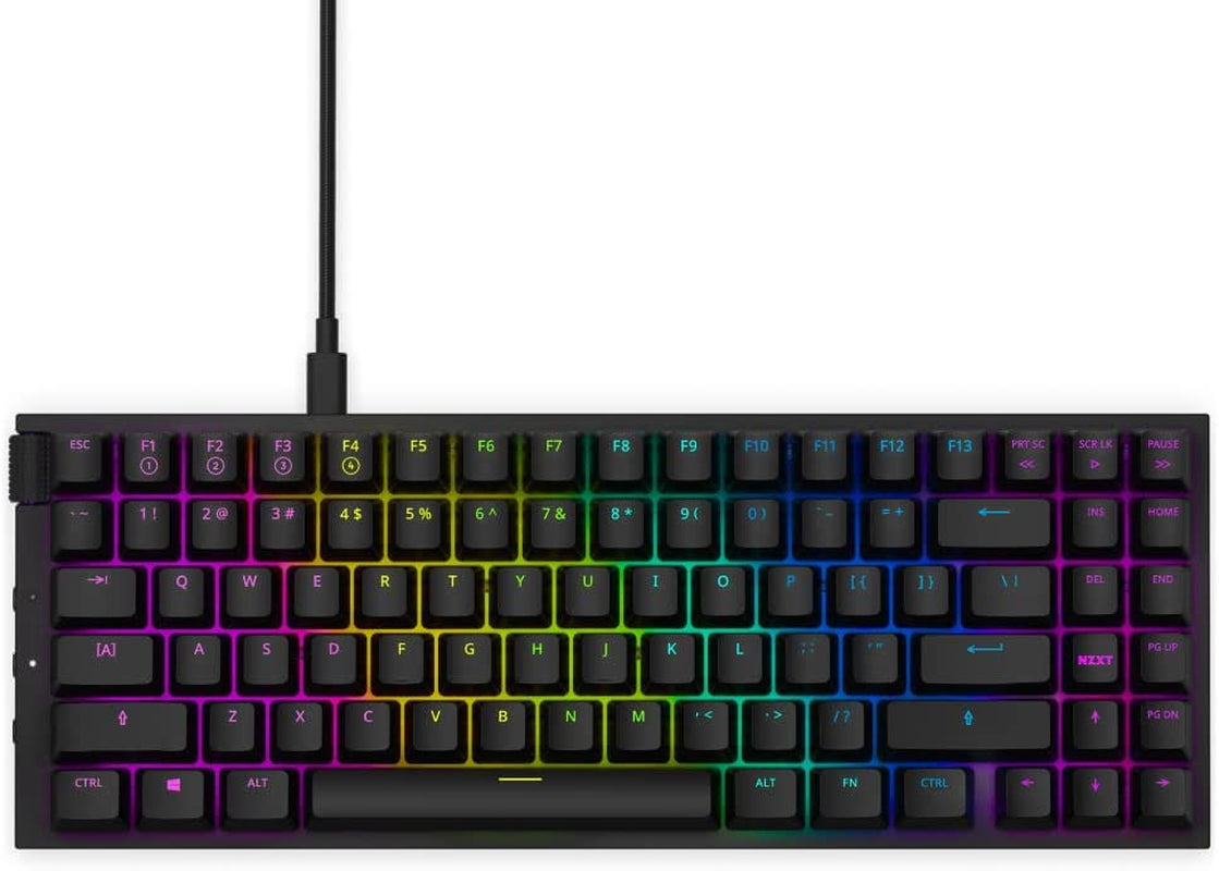 Function Minitkl - Compact Tenkeyless Gaming Keyboard – Gateron Red Mechanical Switches: Linear, Fast, and Quiet – Hot-Swappable – RGB Backlit – Aluminum Top Plate – Sound Dampening Foam – Black
