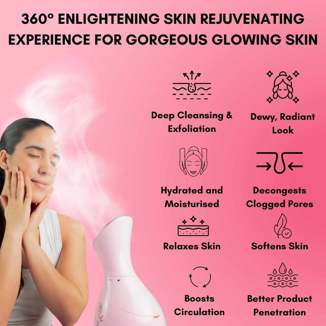 Facial Steamer Spa Kit with Complimentary 8 Skin Care Tools | Face Steamer for Facial Deep Cleaning with Towel Warmer & Humidifier Mode| Self Care Gifts for Women, Spa Gifts, Birthday Gifts for Women