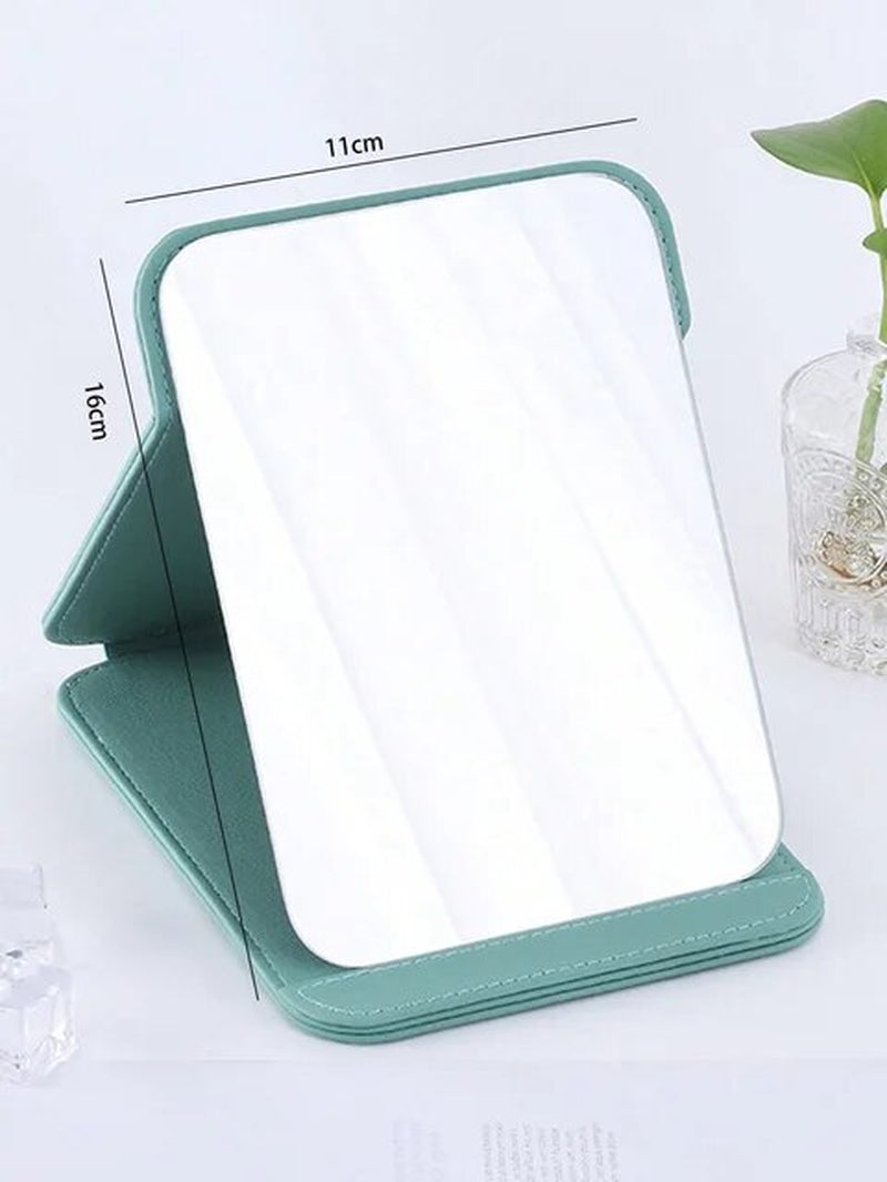 1Pcs Large Leather Simple Bread Folding Makeup Mirror