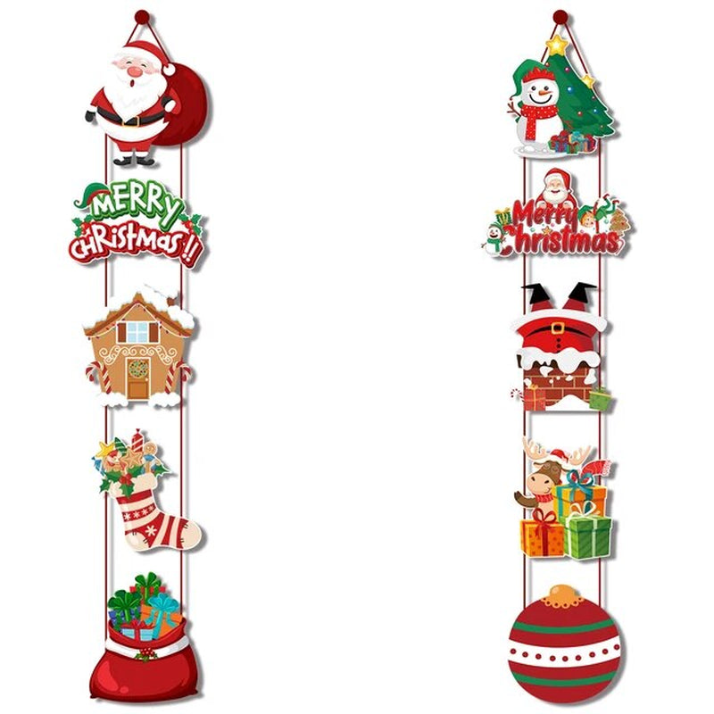 Merry Christmas Hanging Door Banner Santa Claus Snowman Couplet Christmas Decorations for Home Xmas Gifts Navidad New Year Noel