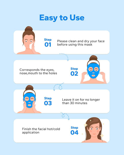Ice Mask/ Heat Compress for Face, for Women, Skin Care (Blue)