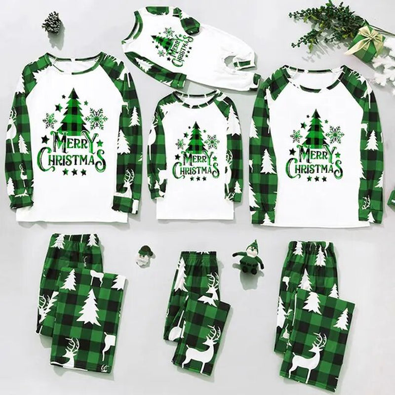 Christmas Family Matching Pajamas Sets Cotton, Long Sleeve Top+Pants Women/Men/Children