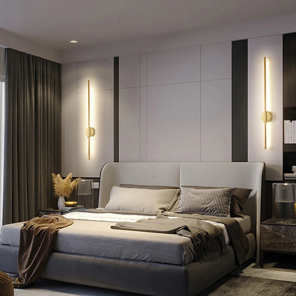 60Cm Strip LED Living Room Wall Light Modern Nordic Sofa Background Full Copper Bedroom Bedside Wall Light AC85-265V