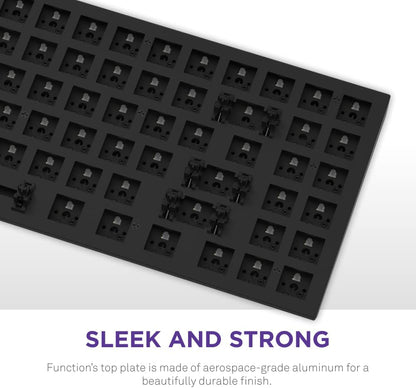 Function Minitkl - Compact Tenkeyless Gaming Keyboard – Gateron Red Mechanical Switches: Linear, Fast, and Quiet – Hot-Swappable – RGB Backlit – Aluminum Top Plate – Sound Dampening Foam – Black