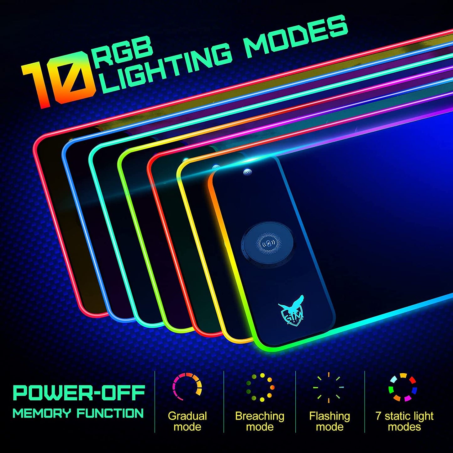 15W Wireless Charging RGB Gaming Mouse Pad, LED Mouse Pad 800X300X4Mm, 10 Light Modes Extra Large Mousepad Non-Slip Rubber Base RGB Desk Mat for Gaming, Macbook, PC, Laptop, Desk