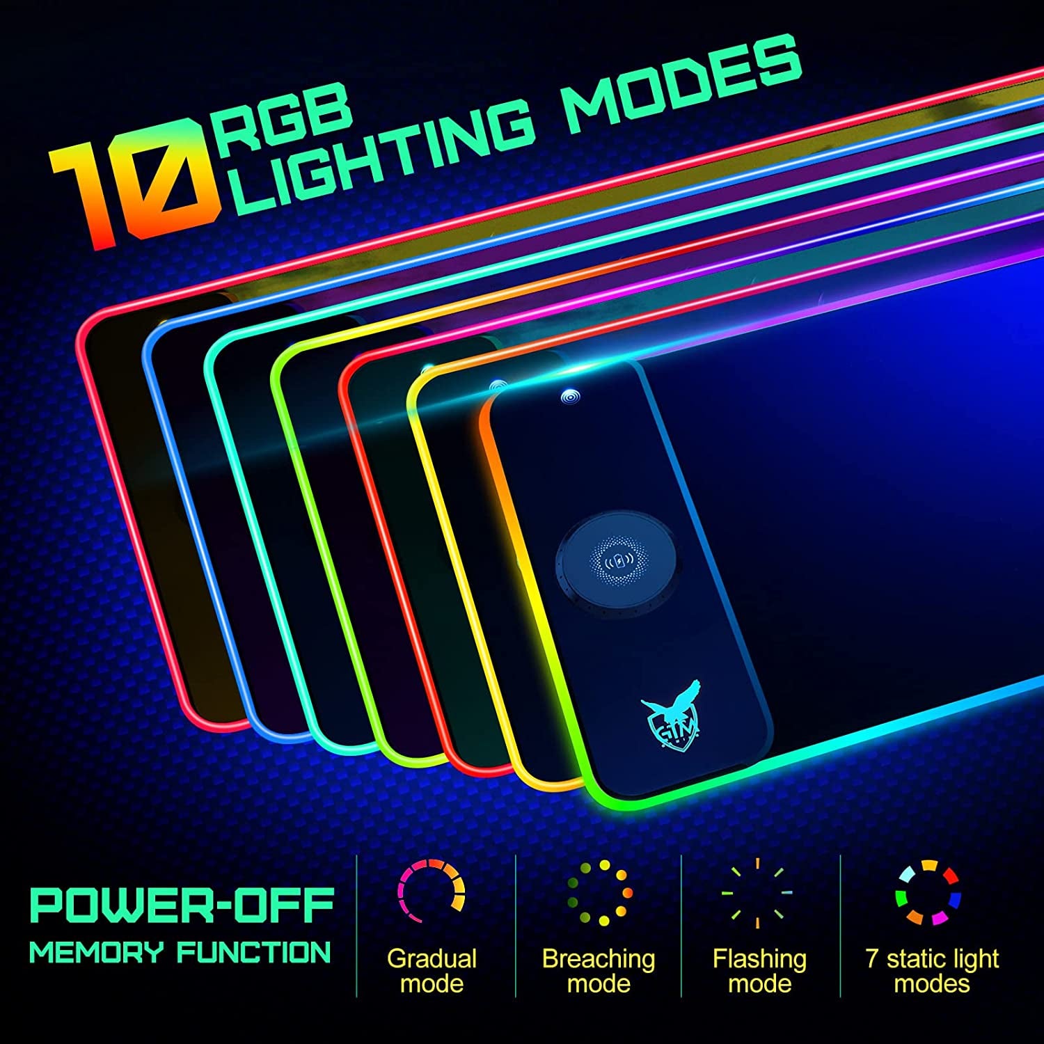 15W Wireless Charging RGB Gaming Mouse Pad, LED Mouse Pad 800X300X4Mm, 10 Light Modes Extra Large Mousepad Non-Slip Rubber Base RGB Desk Mat for Gaming, Macbook, PC, Laptop, Desk