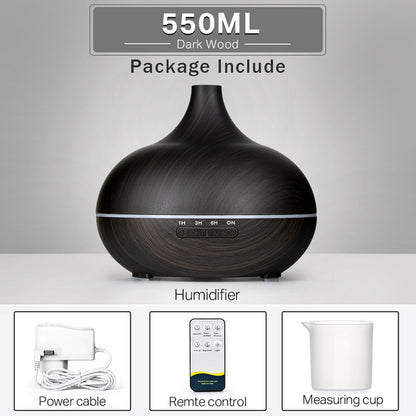 550 500 400 Aromatherapy Essential Oil Diffuser Wood Grain Remote Control Ultrasonic Air Humidifier Cool with 7 Color LED Light