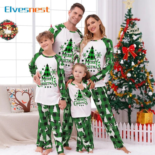 Christmas Family Matching Pajamas Sets Cotton, Long Sleeve Top+Pants Women/Men/Children