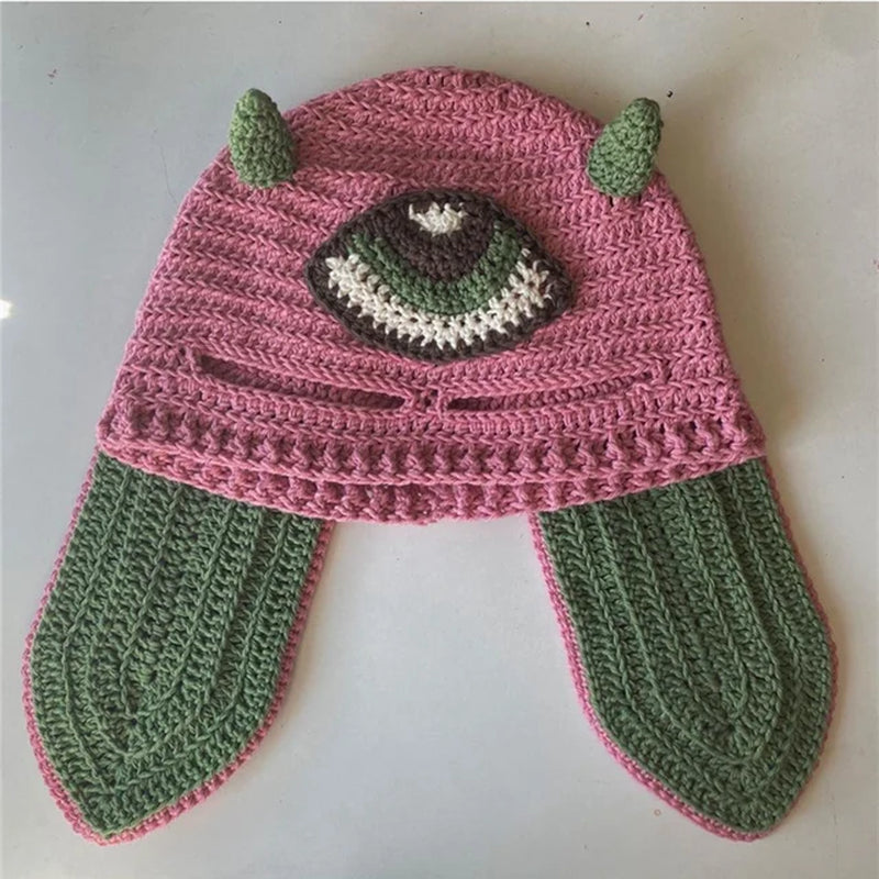 Cosplay Girls Cute Cartoon Animal Ears Cap, Knitted Bunny Ears, Windproof Mask