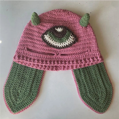 Cosplay Girls Cute Cartoon Animal Ears Cap, Knitted Bunny Ears, Windproof Mask