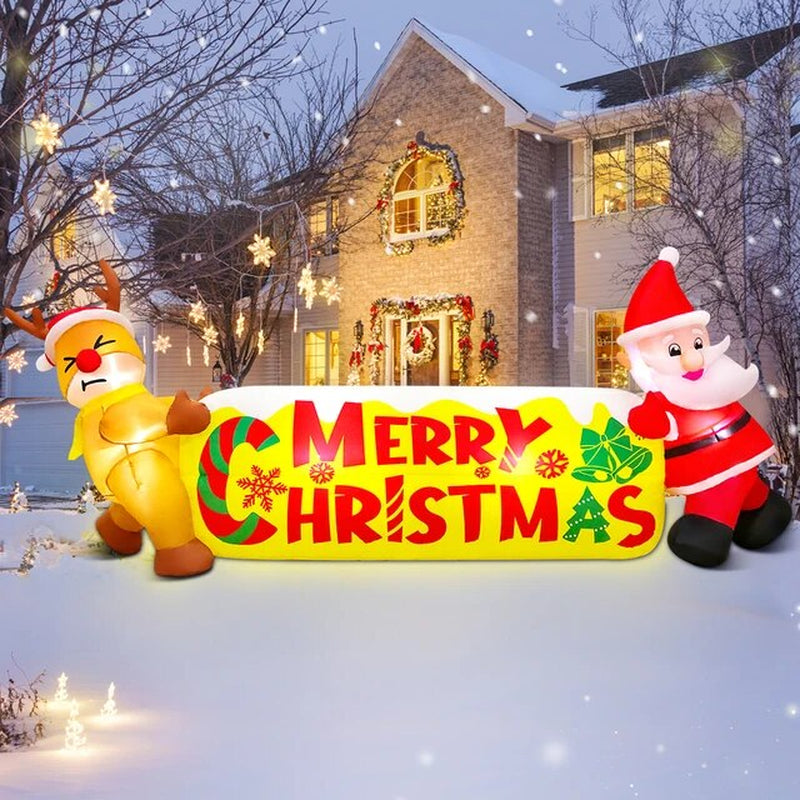 Hot Santa Claus Merry Christmas Tree Arch Sleigh Home Outdoor Inflatable Decoration Cosplay