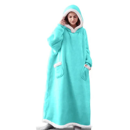 Super Long Flannel Blanket with Sleeves, Winter Hoodies Sweatshirt Women & Men Pullover Oversized Fleece 