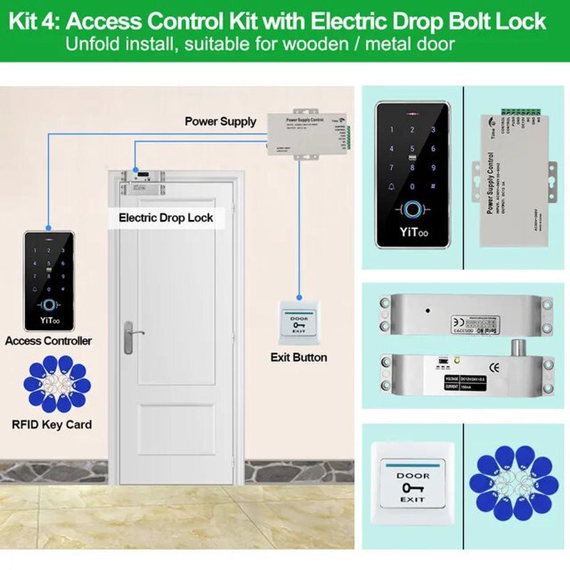 RFID Fingerprint Access Control System Door Lock, IP68 Fully Waterproof Electric Lock Set for Home Safe, Outdoor