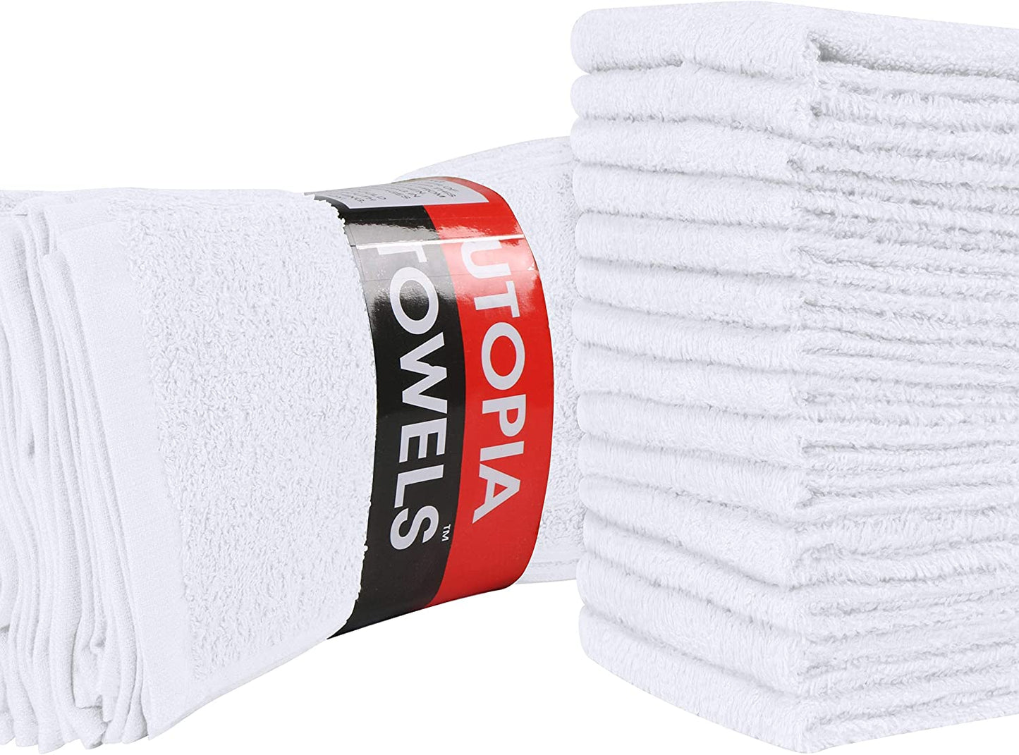 Cotton Washcloths Set - 100% Ring Spun Cotton, Premium Quality Flannel Face Cloths, Highly Absorbent and Soft Feel Fingertip Towels (24 Pack, White)
