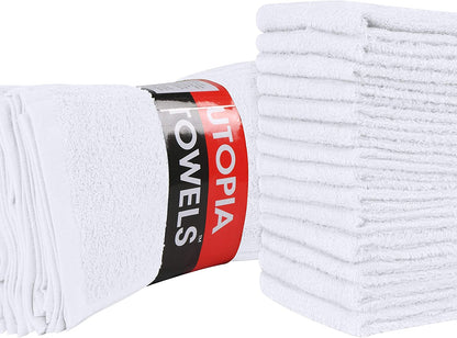 Cotton Washcloths Set - 100% Ring Spun Cotton, Premium Quality Flannel Face Cloths, Highly Absorbent and Soft Feel Fingertip Towels (24 Pack, White)