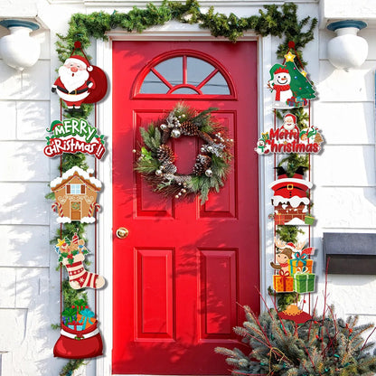 Merry Christmas Hanging Door Banner Santa Claus Snowman Couplet Christmas Decorations for Home Xmas Gifts Navidad New Year Noel