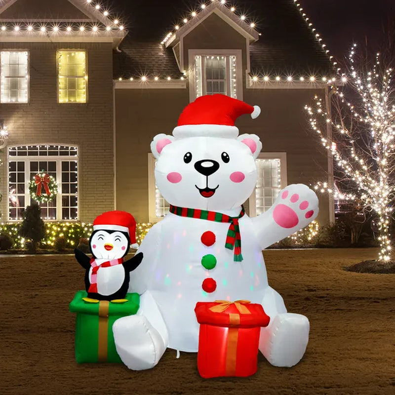 6 Ft Christmas Inflatable Polar Bear Penguin Outdoor Decoration with LED Light up Blow up Xmas Decor