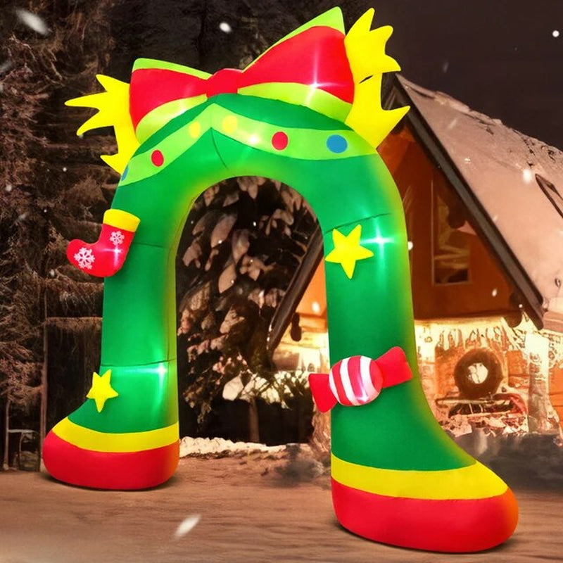 Hot Santa Claus Merry Christmas Tree Arch Sleigh Home Outdoor Inflatable Decoration Cosplay