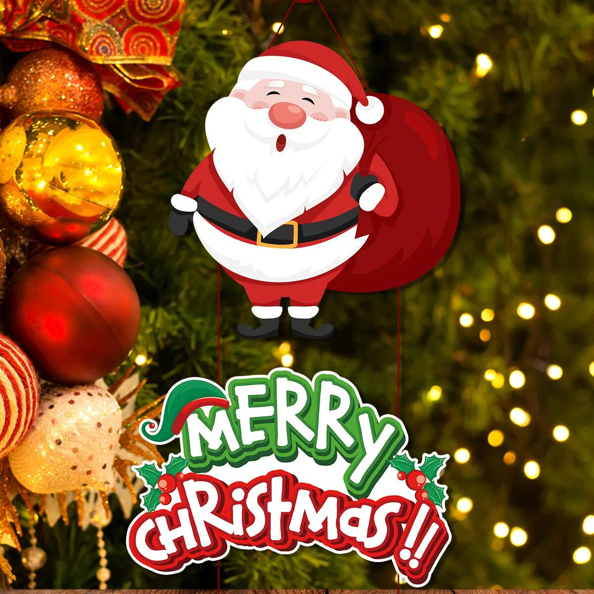 Merry Christmas Hanging Door Banner Santa Claus Snowman Couplet Christmas Decorations for Home Xmas Gifts Navidad New Year Noel