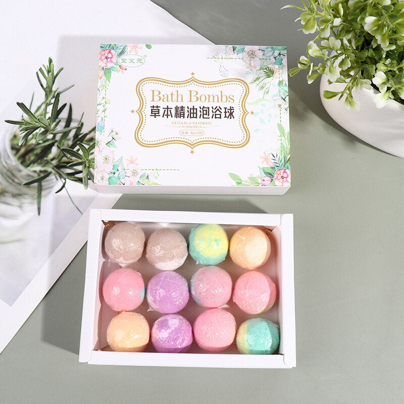 12Pcs/Set Natural Mini Handmade Bath/Foot Spa Bombs w/ Rich Essential Oils for Moisturizing Dry Skin (Relaxing Scent)