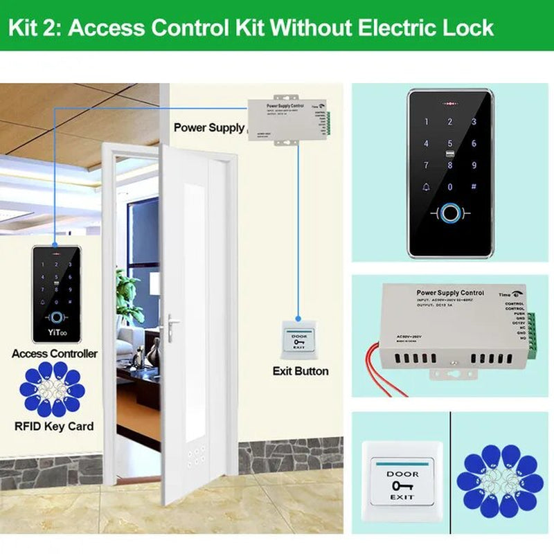 RFID Fingerprint Access Control System Door Lock, IP68 Fully Waterproof Electric Lock Set for Home Safe, Outdoor