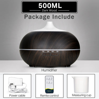 550 500 400 Aromatherapy Essential Oil Diffuser Wood Grain Remote Control Ultrasonic Air Humidifier Cool with 7 Color LED Light