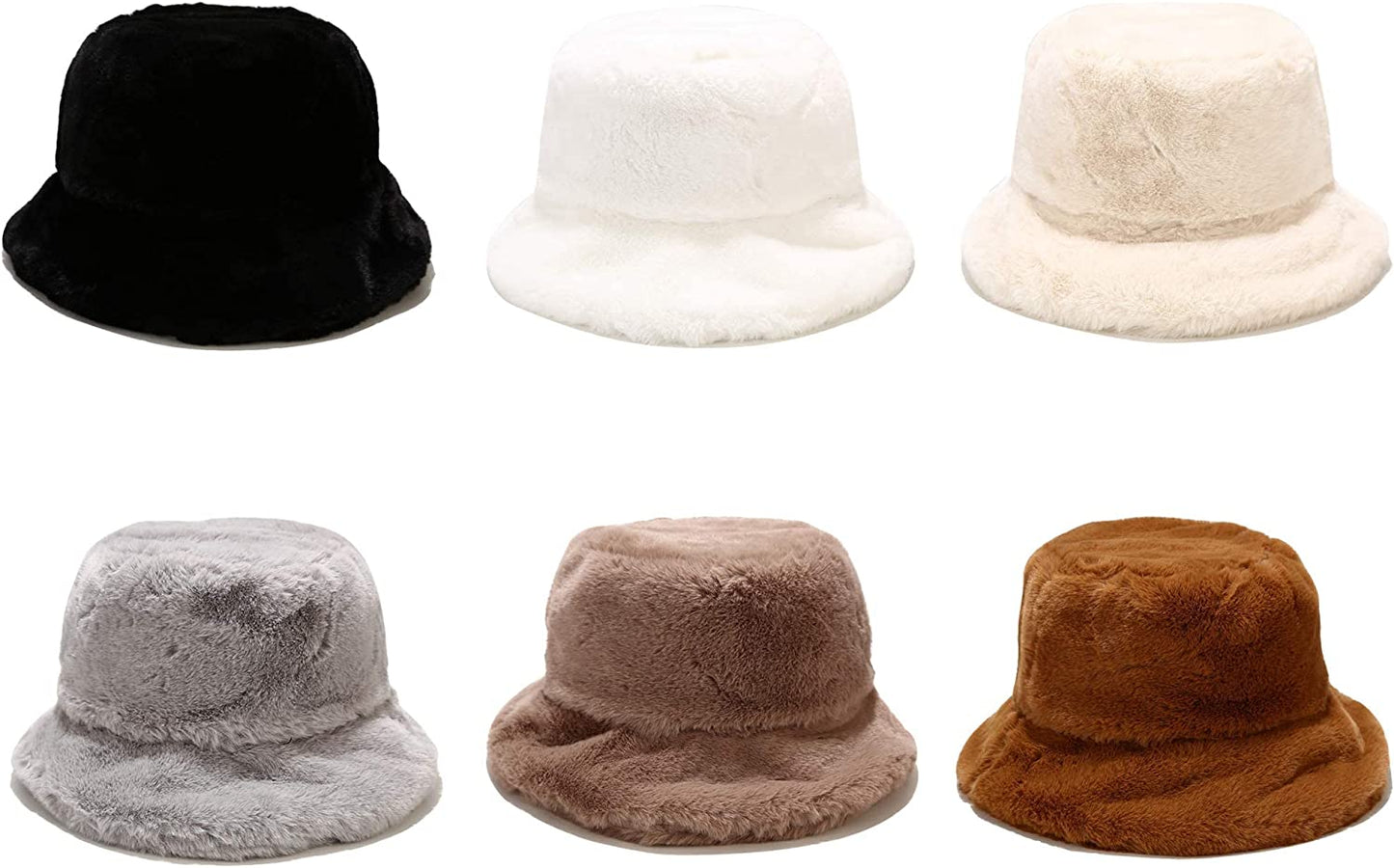 Winter Faux Fur Bucket Hat Fluffy Warm Hat Unisex